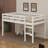 Twin Size Solid Rubber Wood Loft Bed – Ladder & Strengthened Slat Bed Platform-502165895