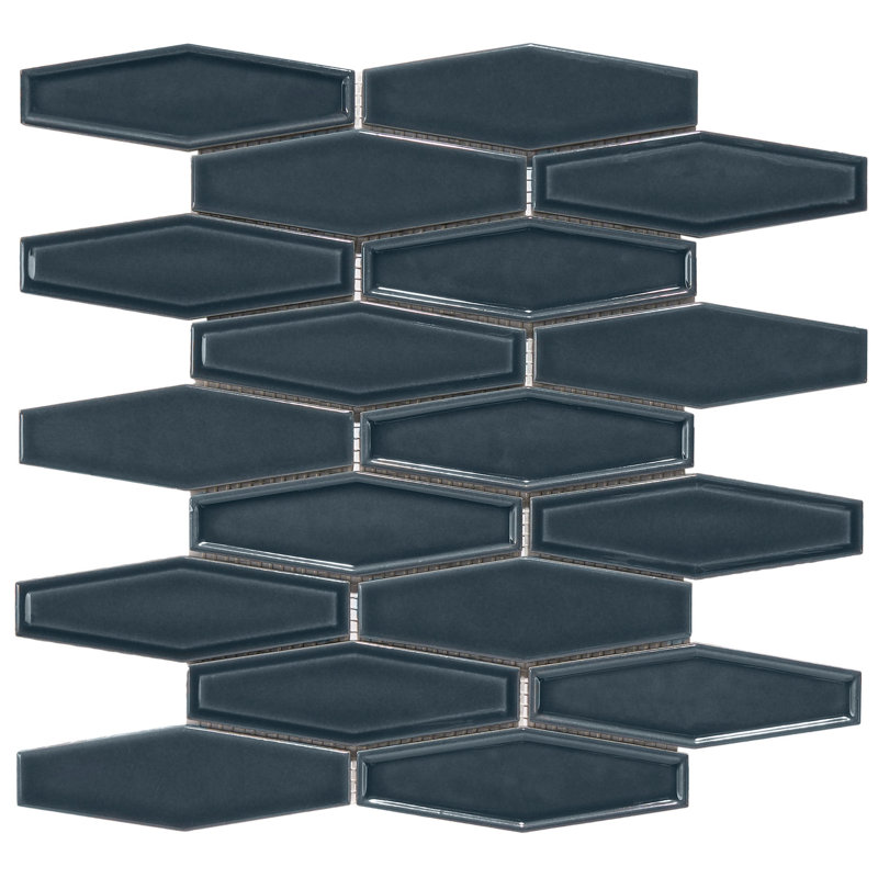 Carreau de mosaïque en porcelaine nid d'abeille 1,5 po x 4,9 po, Bleu