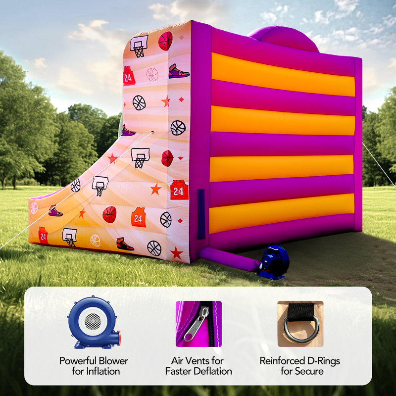 Jeu de basketball gonflable avec ventilateur, 5 cerceaux et 4 balles Wellcomer pour enfants et adultes