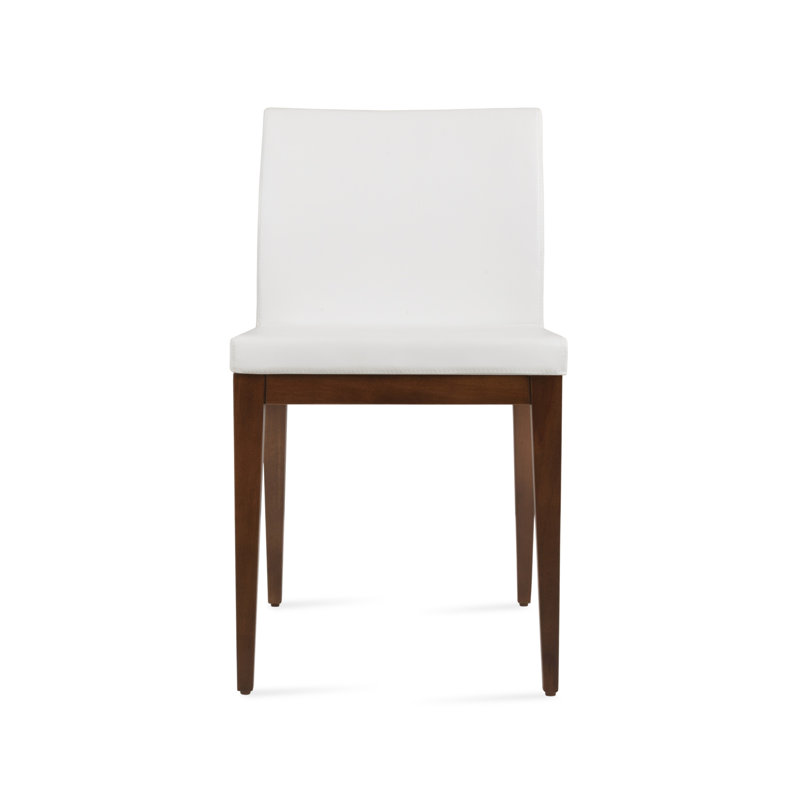 Aria Wood Dining Chair, Leatherette - White, American Walnut
