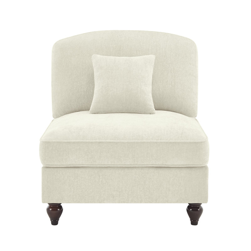 Canapé sans accoudoirs en chenille avec 1 coussin - beige et blanc