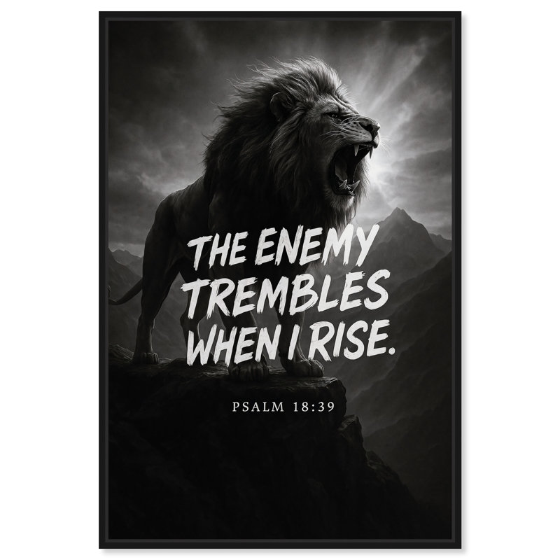 Art Remedy When I lever Script Roar, art mural chrétien sur toile, cadre noir, 30 x 45, 46"H x 31"W, Black Frame