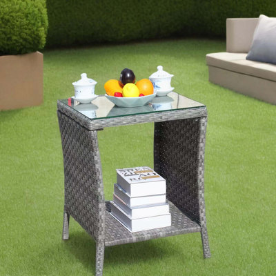 Table basse d'extérieur 1 table basse avec verre trempé transparent
