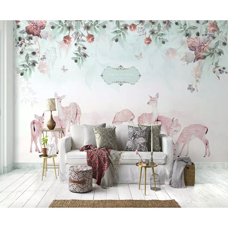 Papier peint amovible avec jardin et fleurs, L 9 po x l 15 po
