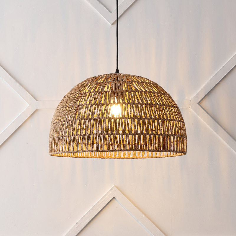 Khorawa 1 - Light Single Dome Pendant, 14" H x 20" W x 20" D, Brown, Black
