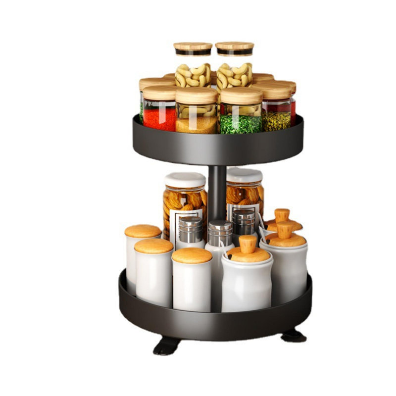 2-Tier Revolving Spice Rack, Black