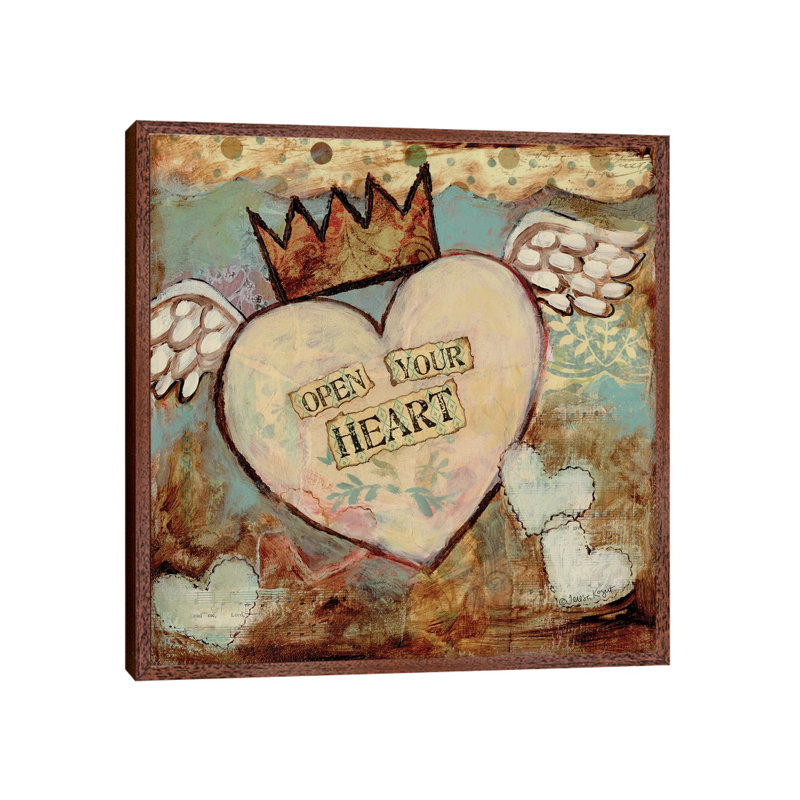 Open Your Heart by Teresa Kogut - Print on Canvas, Classic Brown Wood Floater Framed, 93.98cm H x 93.98cm W x 3.81cm D