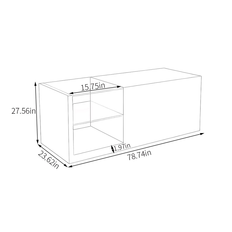 Présentoir moderne en verre, Or / translucide, H 27,56 po x l 78,74 po x P 23,62 po