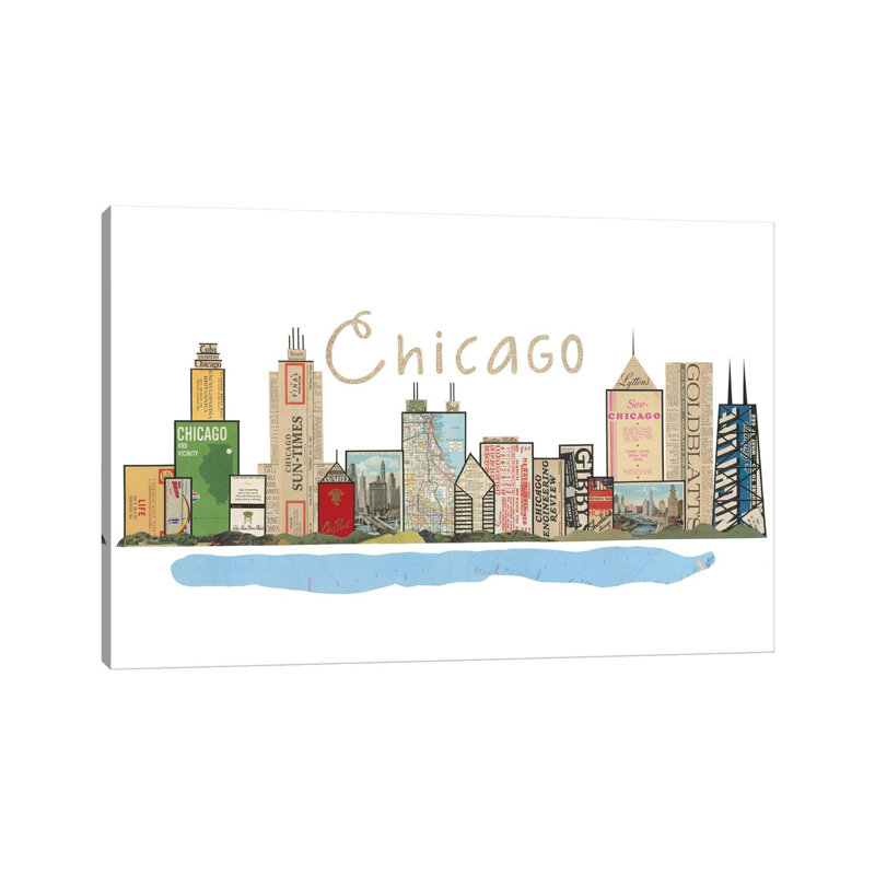 «Chicago Skyline» par Paper Cutz, impression sur toile tendue, H 8 po x l 12 po x P 0,75 po