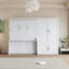 Grand lit escamotable mural avec placard, blanc