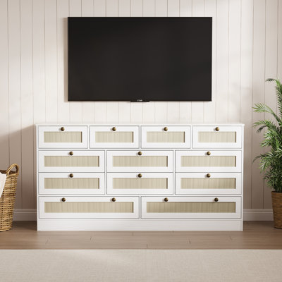 Commode 12 tiroirs en bois, commode en bois pour chambre à coucher, commode meuble télé moderne