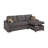 Modern L-shaped Sectional, Solid Wood + Plywood, Cup Holders, Storage Ash Black Convertible 4 Seat, Reversible Chaise With & Pillows-408237293