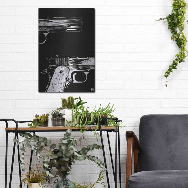 «Guns» par Giuseppe Cristiano, art mural en métal de luxe, 12 po x 16 po