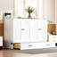 Lit double blanc avec plusieurs tiroirs de rangement – ​​Gain de place pour les petits appartements. Modèle pliable. Rangement pour oreillers, vêtements, etc. Finition soignée. Port de chargement. Montage facile. Dimensions : 191 cm (L) x 144 cm (l) x 105 cm (H) (tiroirs).