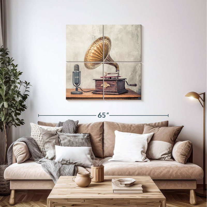 Abarca micro et Gramophone, H 38 po x l 38 po