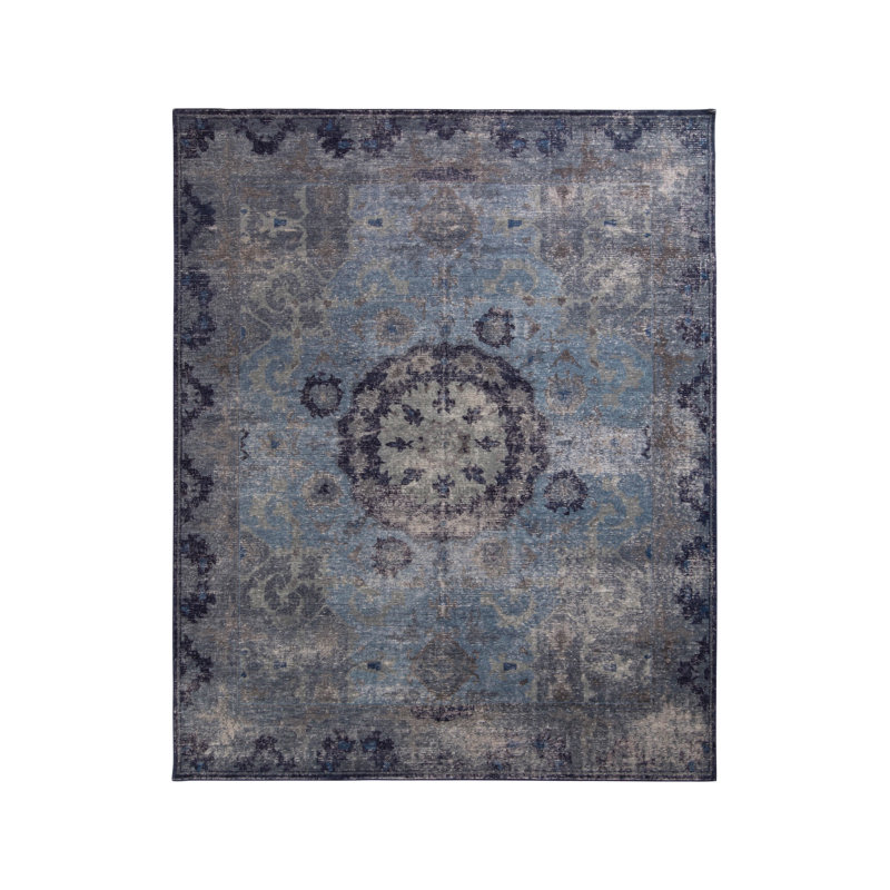 Distressed Homage Hand Knotted Wool Floral Area Rug, Rectangle 12' x 15'