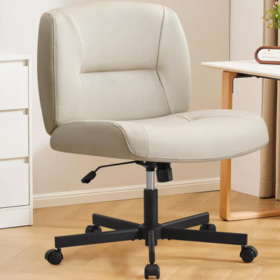 23.2" Wide Seat Mid-Back Leisure Height Adjustable Armless Office Chair Criss Cross Chair with Wheels