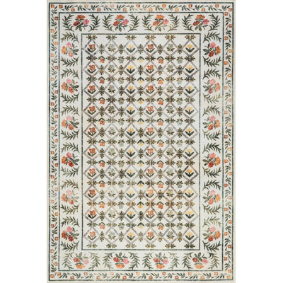  Erina Floral Washable Area Rug