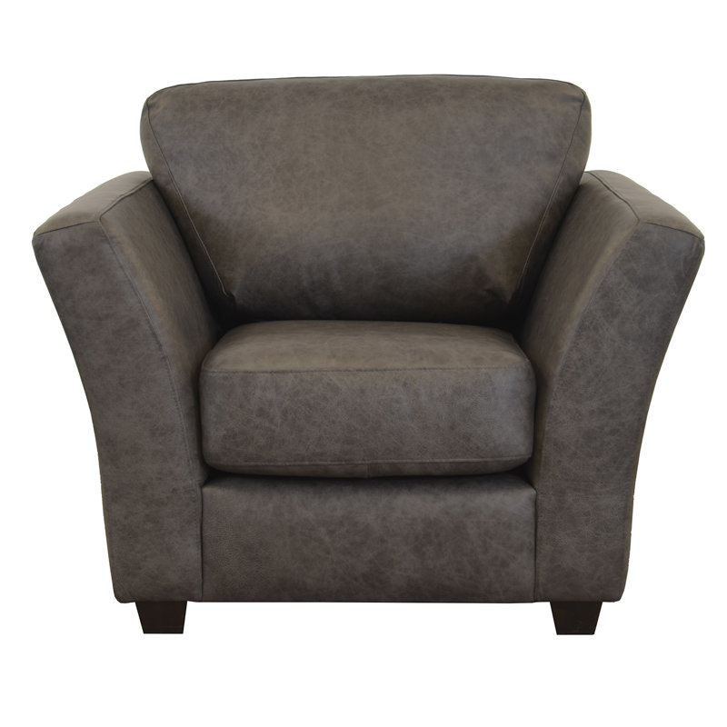 Fauteuil club en cuir fleur 41 po Farda, Cuir véritable brun foncé Berkshire