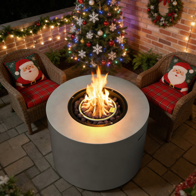 32" Round Propane Fire Pit Table, 50,000 Btu Gas Fireplace, Csa Approved Outdoor Heater For Patio, Garden & Dining