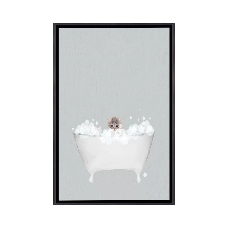 Bain bleu chaton par Leah Straatsma-reproduction d’art, Pas de tapis, H 60 po x l 40po x P 1,5 po