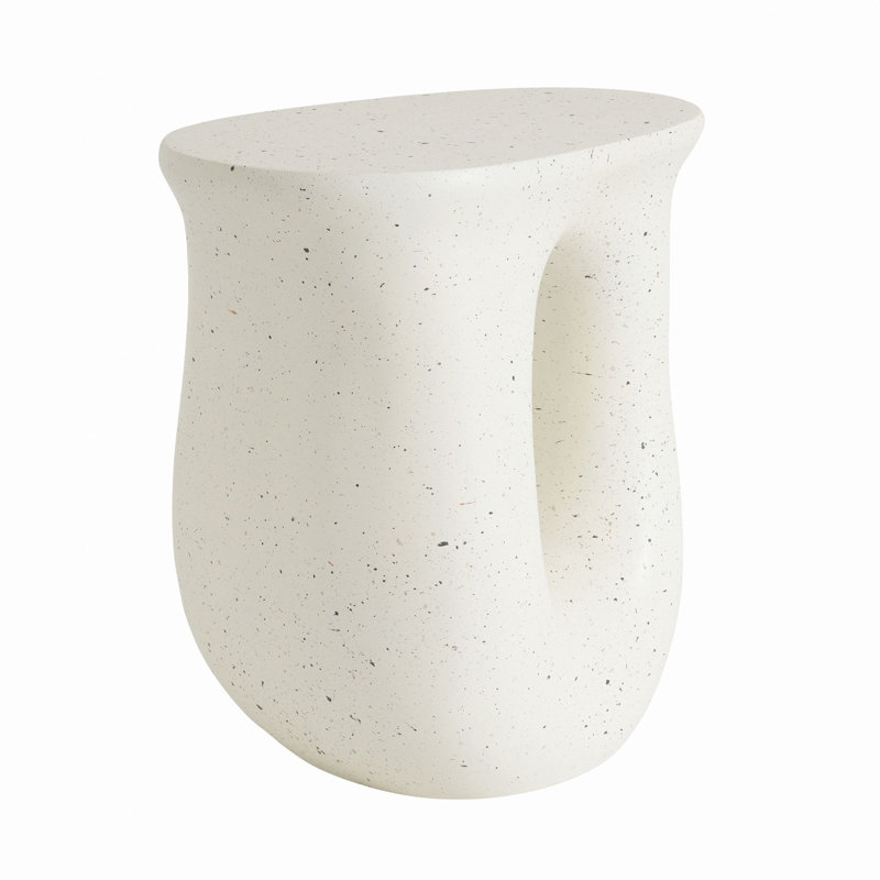 Table d'appoint d'extérieur MGO, finition terrazzo d'aspect travertin pour patio / terrasse / jardin