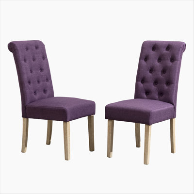 Habit Solid Wood Tufted Parsons Dining Chair, Set of 2, Purple