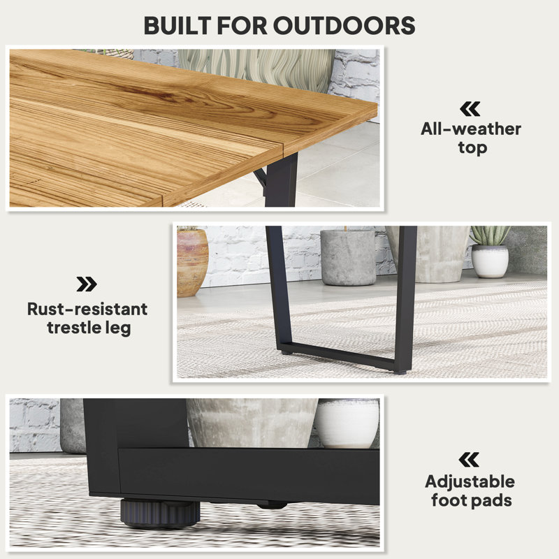Pine Metal Base Dining Table