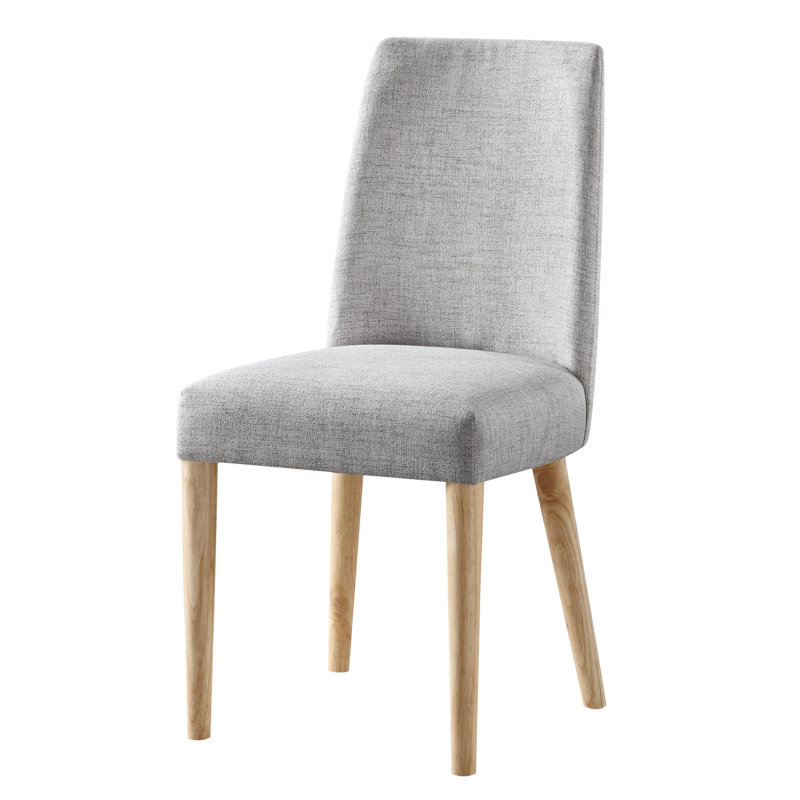 Chaise confortable avec assise en tissu gris et bois massif