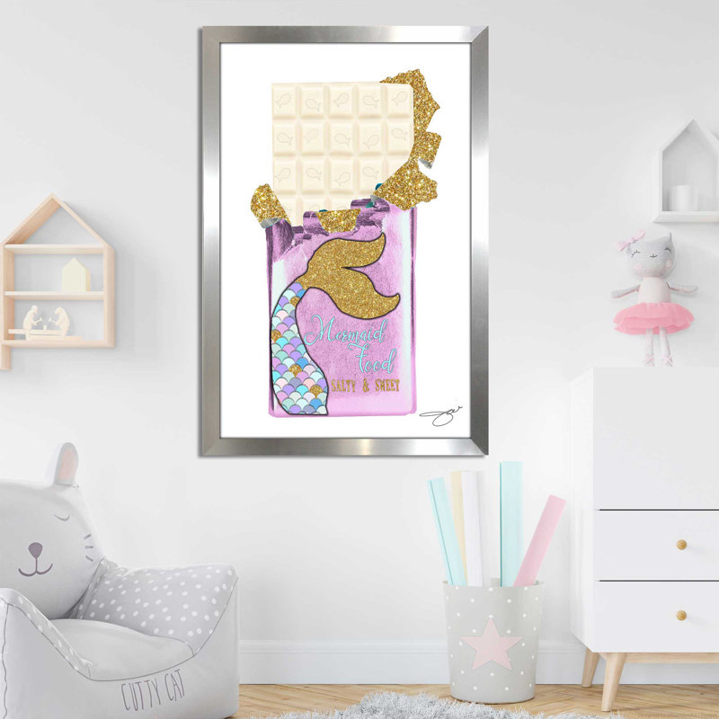 «Mermaid Chocolate Salty & Sweet 2» par By Jodi - impression, Encadrement argenté, H 49,5 po x l 33,5 po x P 1 po