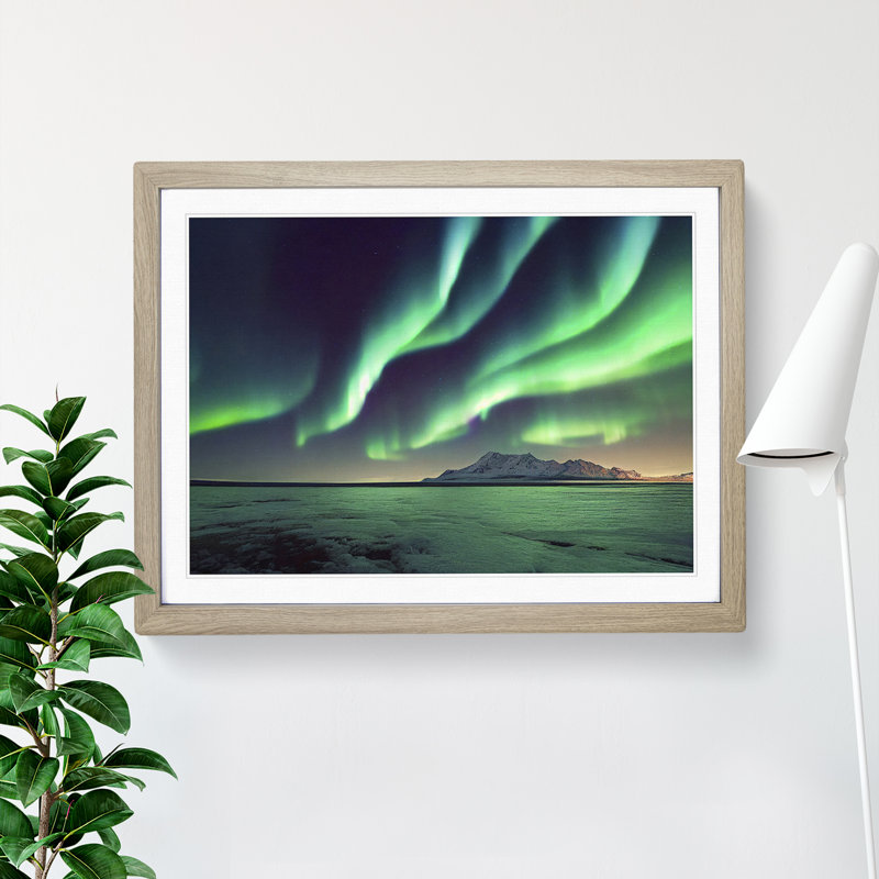 Aurora Borealis Dreams - Single Picture Frame Print, 46cm H x 64cm W x 2cm D, Oak Framed