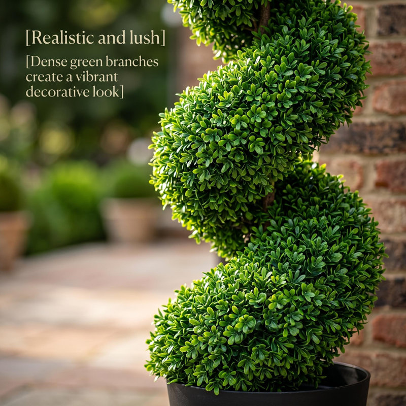 Topiaire sans entretien, buis artificiel pour le porche et faux arbre buis en spirale d'intérieur avec pot de fleurs