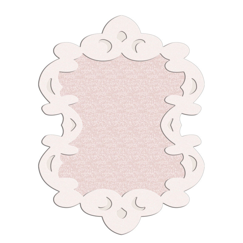 Tapis rose / blanc en polyester tissé à la machine Novelty Dieter, Nouveauté 2 pi 7 po x 4 pi 11 po