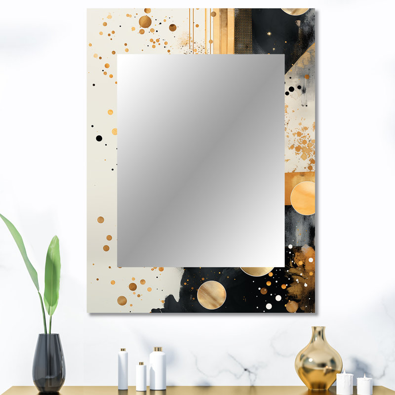 Gold and Grey Sunset Collage II - Abstract Collages Large Mirror, Modern Decorative Wall Mirror, Printed Metal Art, 40" x 30"