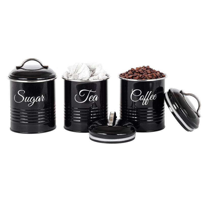 Metal Jar - Set of 3, Glossy Black