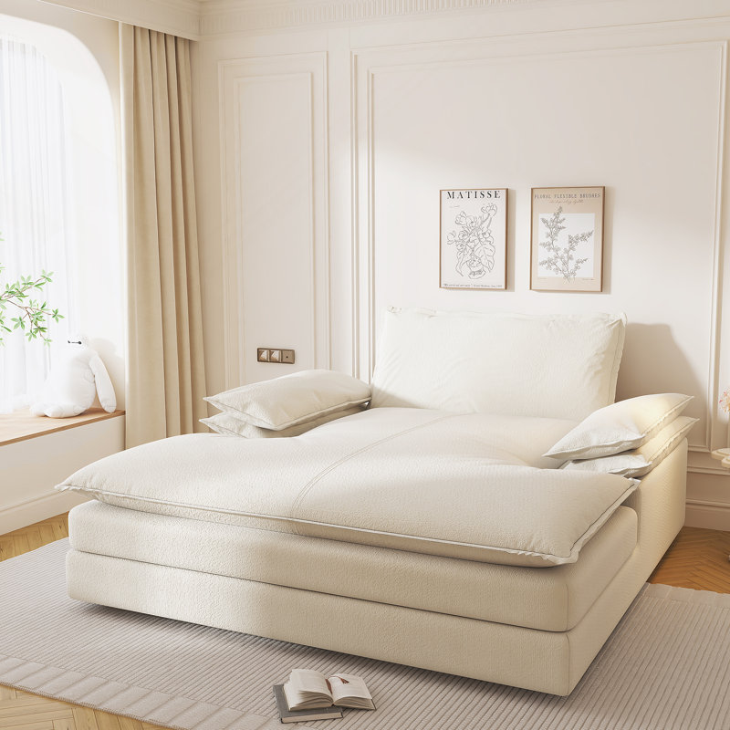 Double chaise longue surdimensionnée rembourrée avec accoudoirs larges pour les salons, les appartements, Beige