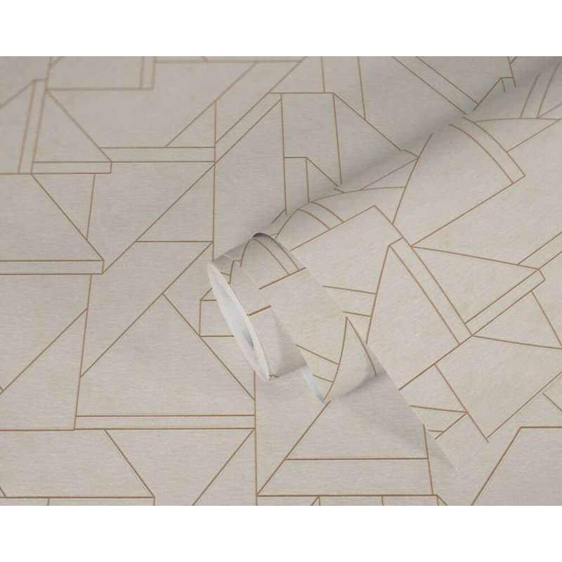 Rouleau de papier peint L 33 pi x 21 pi Kurtzman, Crème / or / blanc