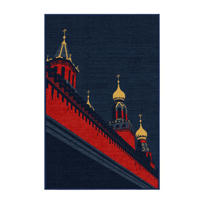 Tapis gris moelleux moelleux et moelleux à motif de blocs Kremlin de Fairbanks Moscow
