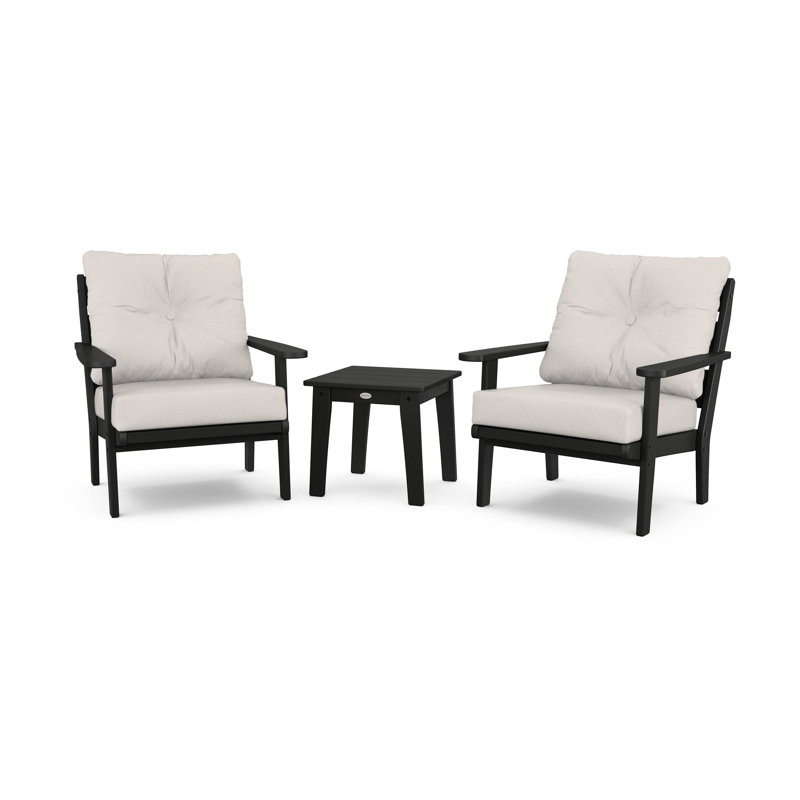 Lakeside 3-Piece Deep Seating Chair Set, Black, Cast Ash