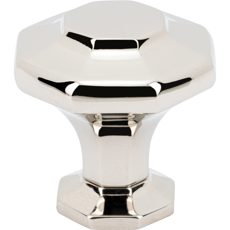 Palazzo Length Geometric Knob, Unlacquered Brass, 1  3/16"
