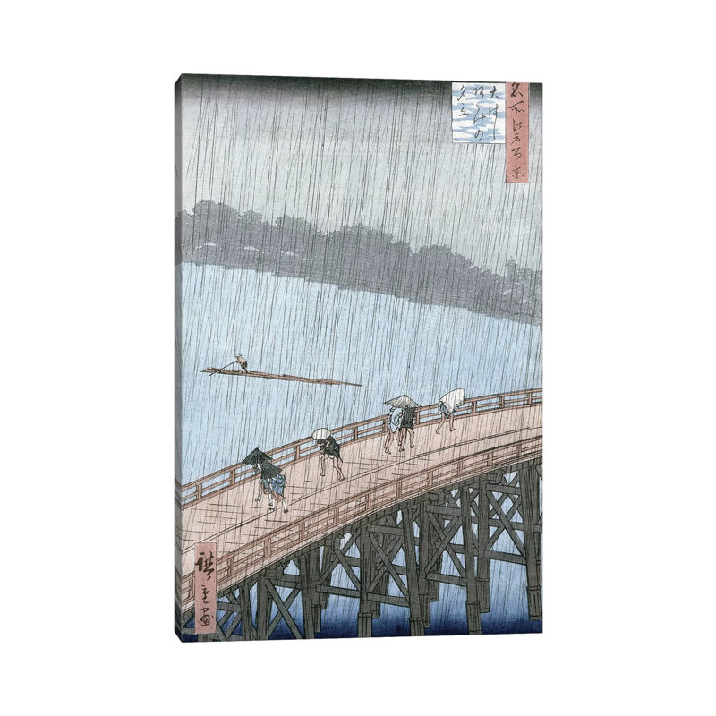 Sudden Shower Over Shin-Ohashi Bridge And Atake by Utagawa Hiroshige - Wrapped Canvas Print
