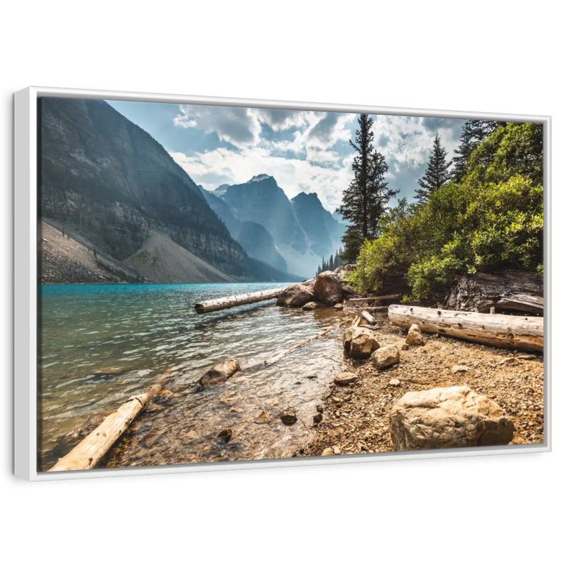 Moraine Lake Waterfront, Cadre flottant blanc, 46 po x 31 po