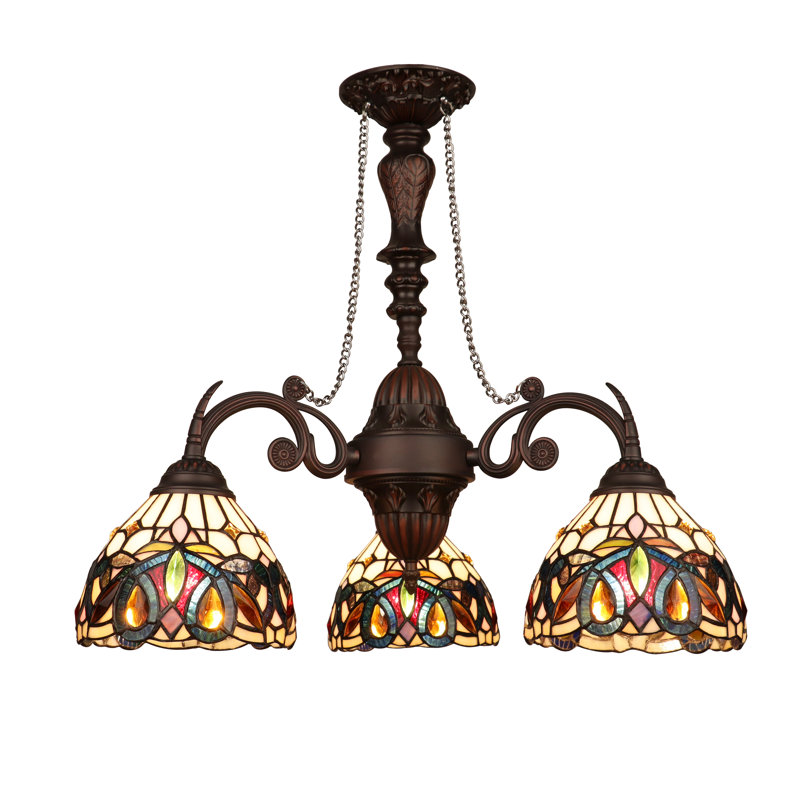 Victorian 3 - Light Glass Dimmable Chandelier