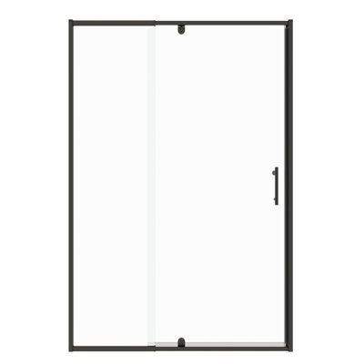 Porte de douche pivotante en verre pivotant - 50 à 54 po x 71 po, noir mat, verre trempé de 1/4 po, poignée et quincaillerie en acier inoxydable, fermeture magnétique, porte avec fuites de H 71 po, pivotant, facile à installer, universel gauche à droite,