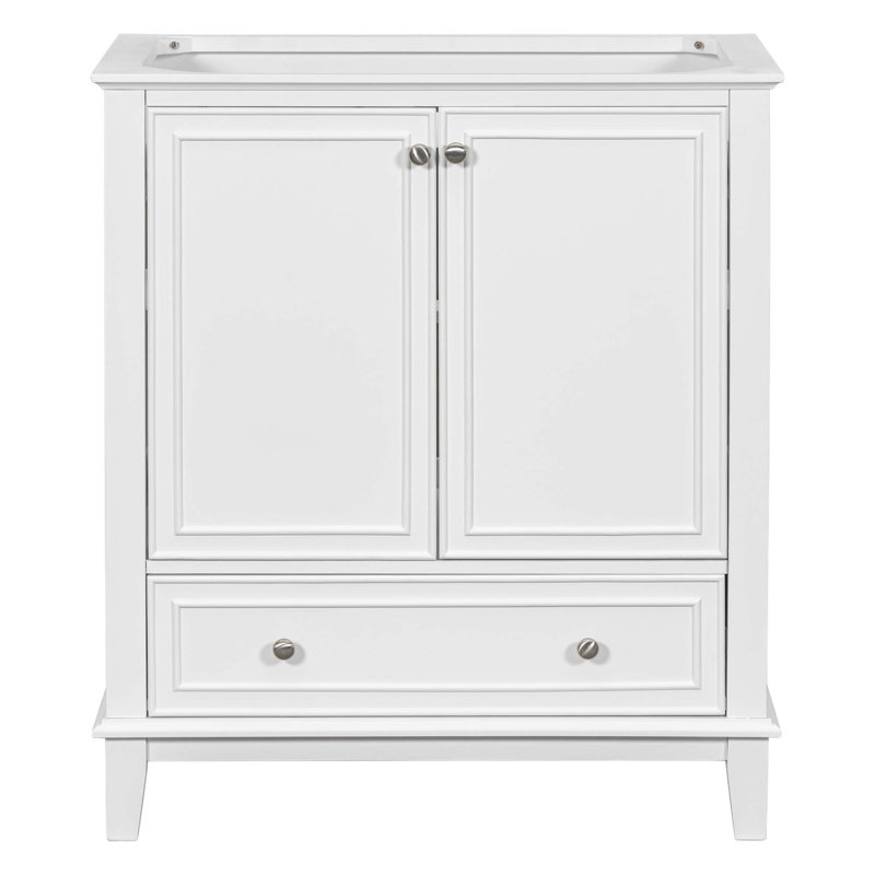 Meuble-lavabo 30 po sans lavabo, base seulement, armoire de salle de bain multifonctionnelle avec portes et tiroir, structure solide et panneau de fibres à densité moyenne
