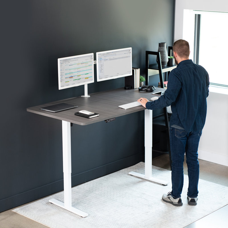 VIVO Single Motor Electric Desk with Push Button Memory Controller, 48.5" H x 71" W x 36" D, Black/Black