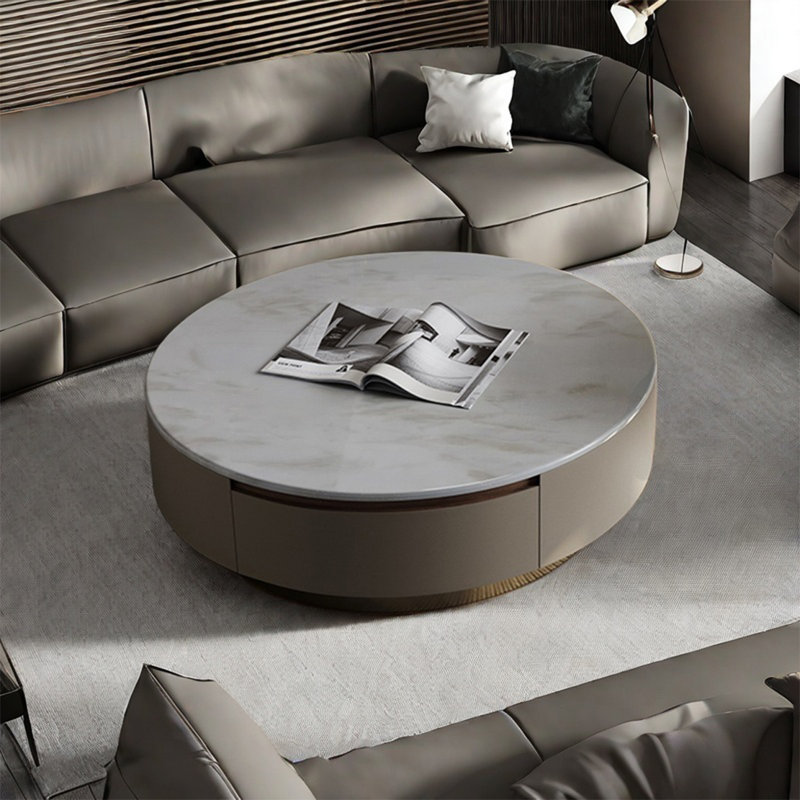 Table basse lumineuse de luxe en marbre, H 15,7 po x L 31,5 po x l 31,5 po