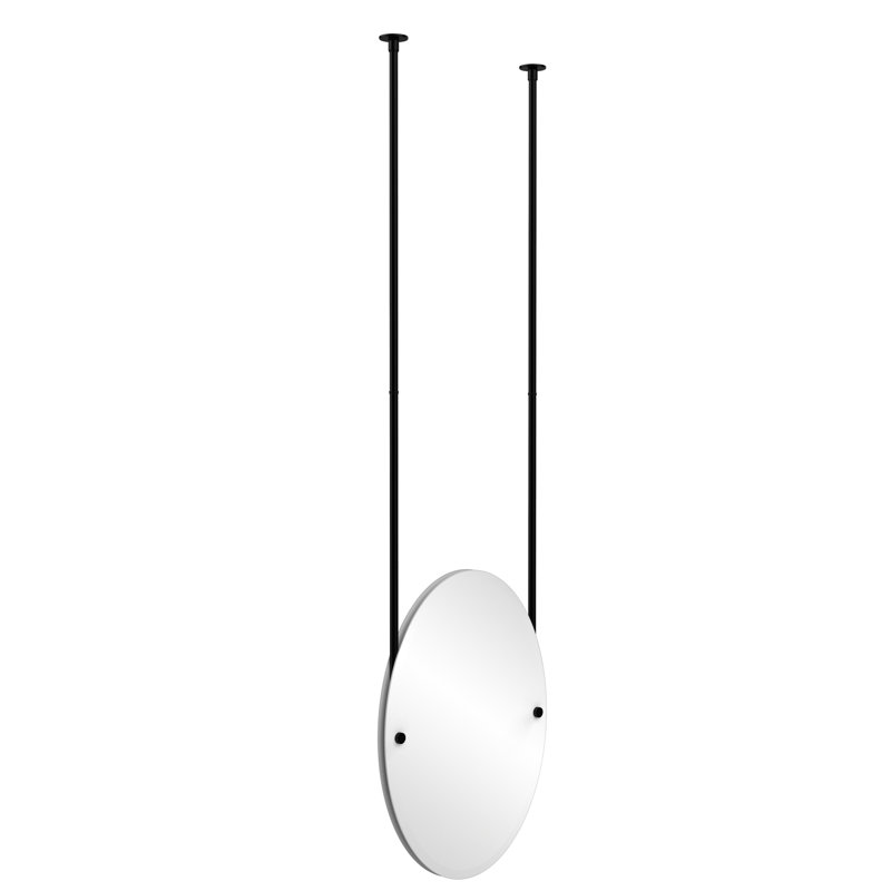 Miroir décoratif biseauté contemporain et moderne à suspendre au plafond Gober, Noir mat