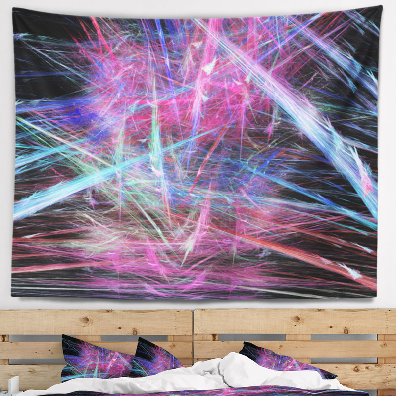 Tapisserie de motif fractal rose bleu, H 32 po x l 39 po