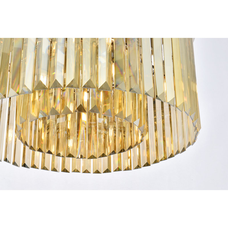 Yazmin Crystal Flush Mount, Polished Nickel, Smoky
